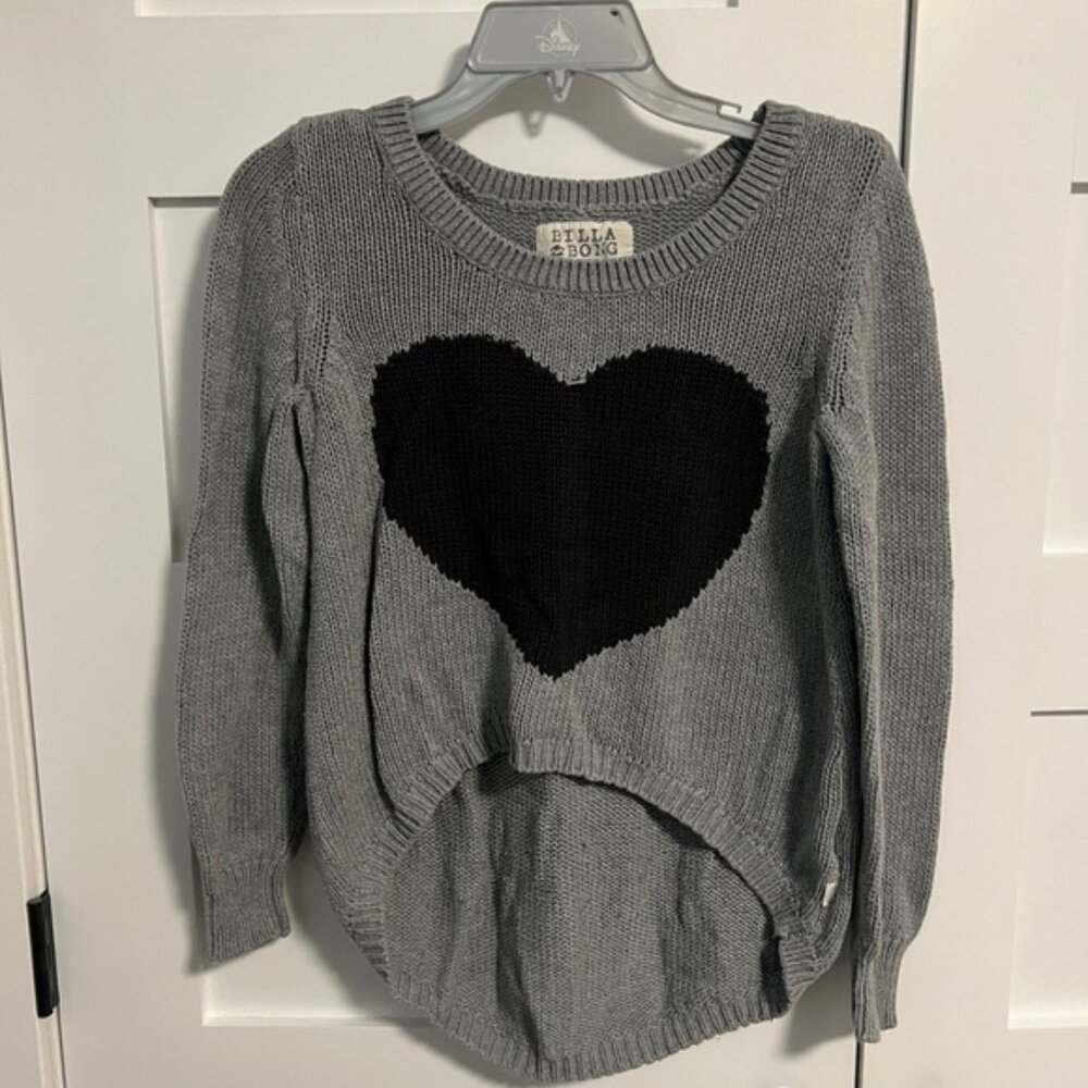 Billabong High Low Heart Knit Cropped Sweater